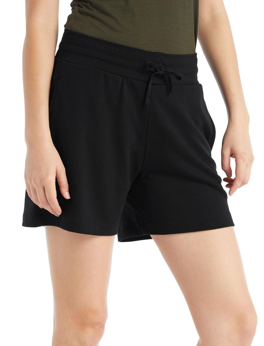 Black Women's Icebreaker Merino Crush Shorts | USA 1506KORI